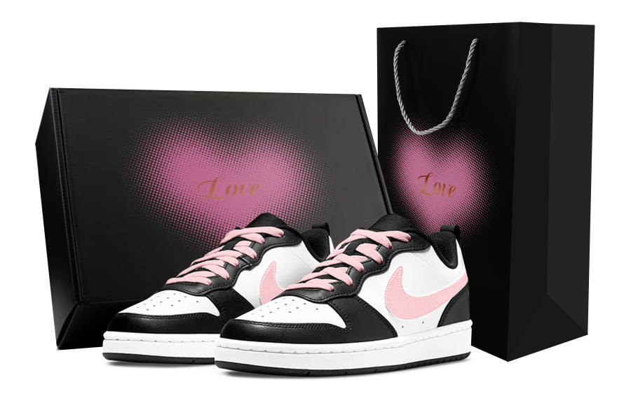Nike Nike Court Borough Low 2 Leather Slip Resistant Cushioning Low top Kids' Skateboarding Shoes Pink White Teenagers