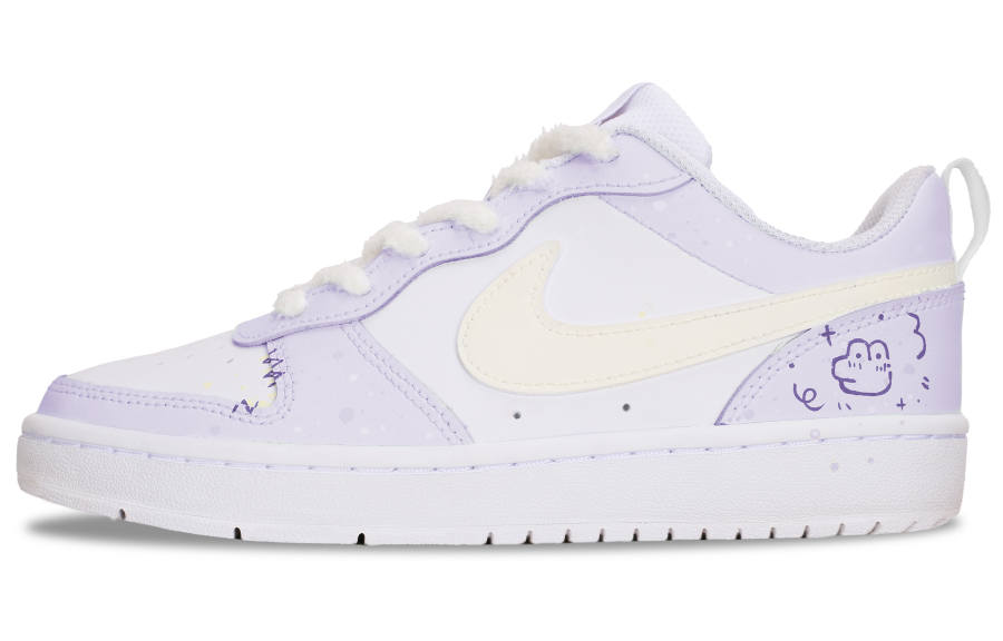 Nike Nike Court Borough Grape Soda Leather Low top Kids' Skateboarding Shoes Light Purple Teenagers