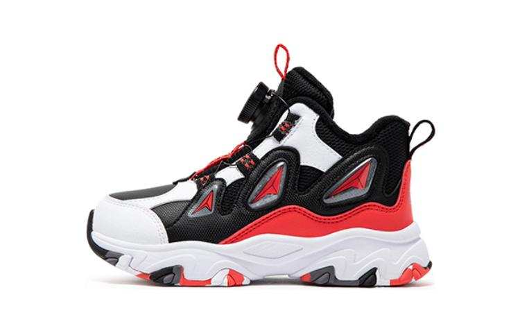 XTEP Abrasion Resistant Slip Resistant Abrasion Resistant Slip Resistant High top Kids Lifestyle Shoes Black Red