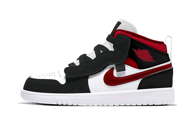 Jordan Jordan 1 Mid Alt Slip Resistant Cushioning Abrasion Resistant Mid top Children's Basketball Shoes White Red Black