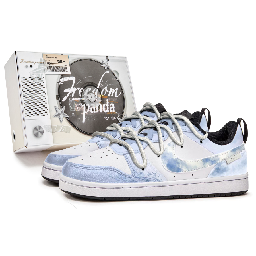Nike Nike Court Borough Sunny And Rainy Slip Resistant Abrasion Resistant Low top Kids' Skateboarding Shoes Blue White