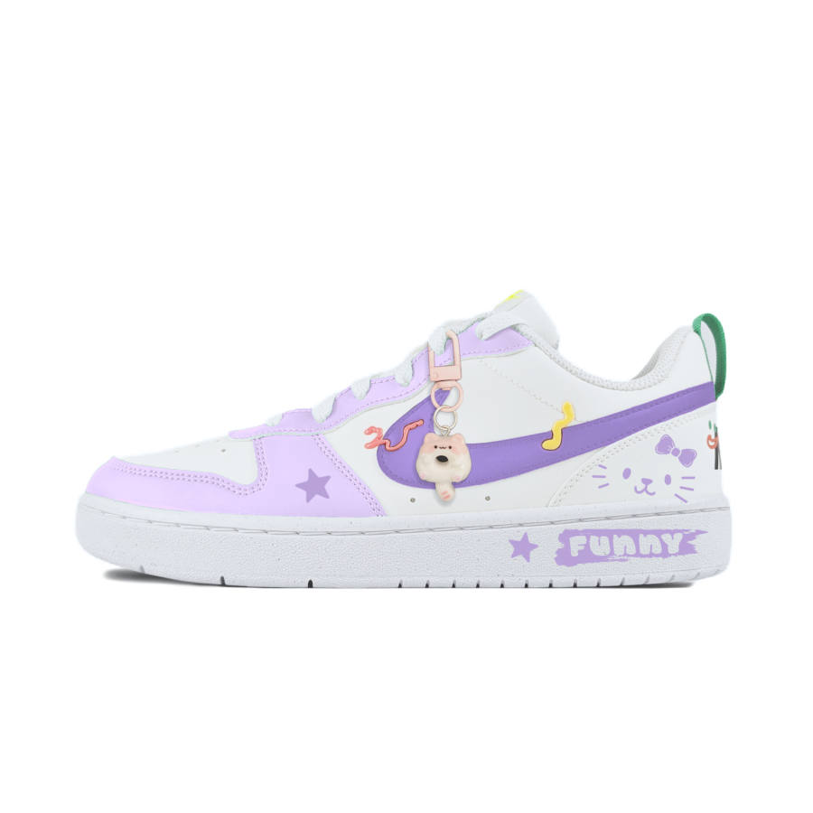 Nike Nike Court Borough Slip Resistant Abrasion Resistant Low top Kids' Skateboarding Shoes White Teenagers