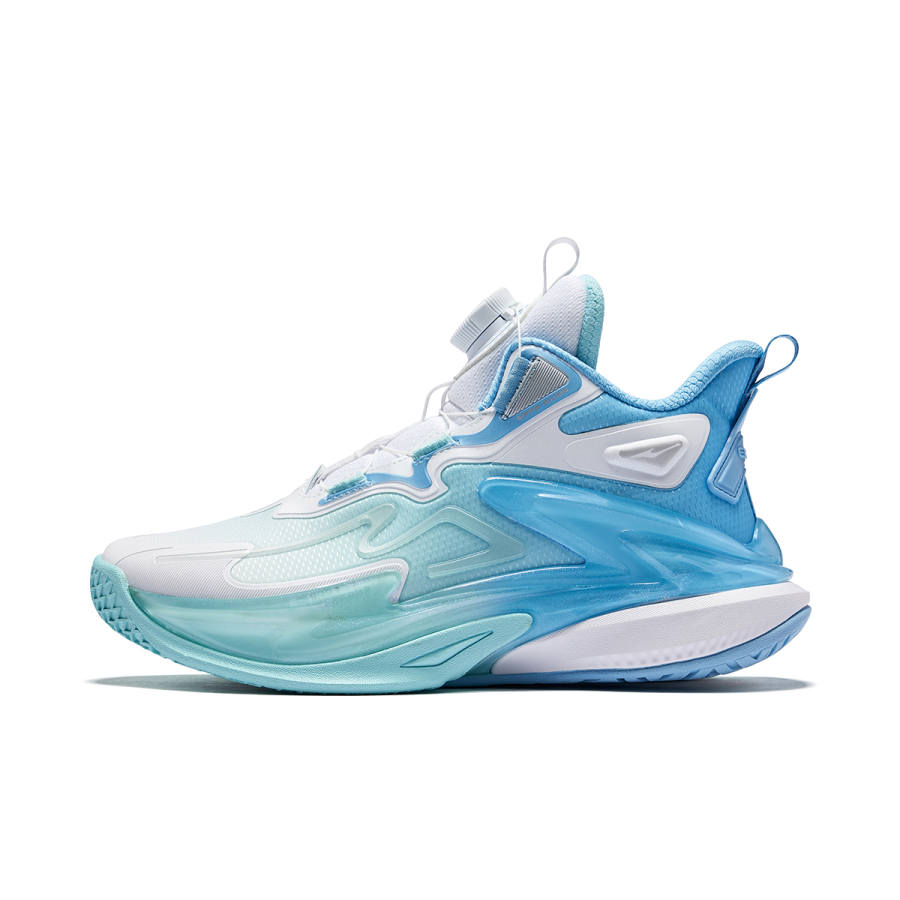 ERKE KIDS Abrasion Resistant Lightweight Cushioning High top Children's Basketball Shoes Blue/Beach Blue/Erke White