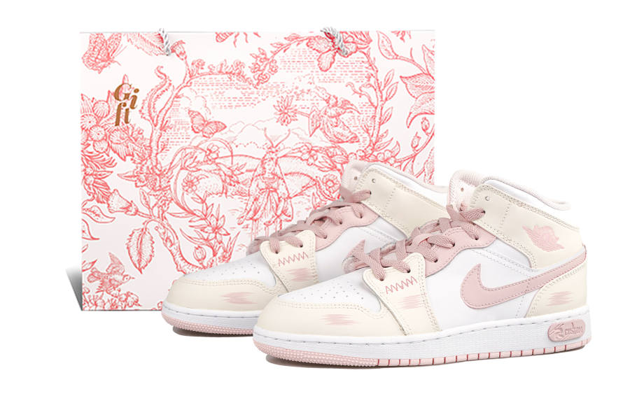 Jordan Jordan Air Jordan 1 Leather Cushioning, Wear Resistant Mid top Children's Basketball Shoes Pink Teenagers