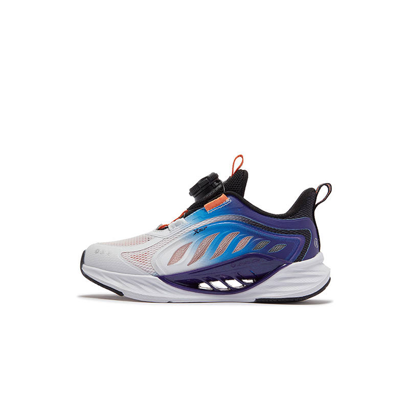 XTEP Slip Resistant Abrasion Resistant Low top Kids' Running Shoes Xtep White Gentian Purple Beijing Blue Kids'