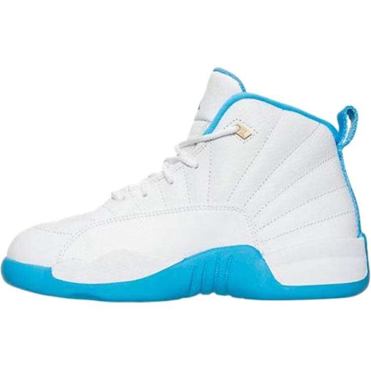 Jordan Jordan Air Jordan 12 Slip Resistant Abrasion Resistant High top Children's Basketball Shoes Blue White Kids'