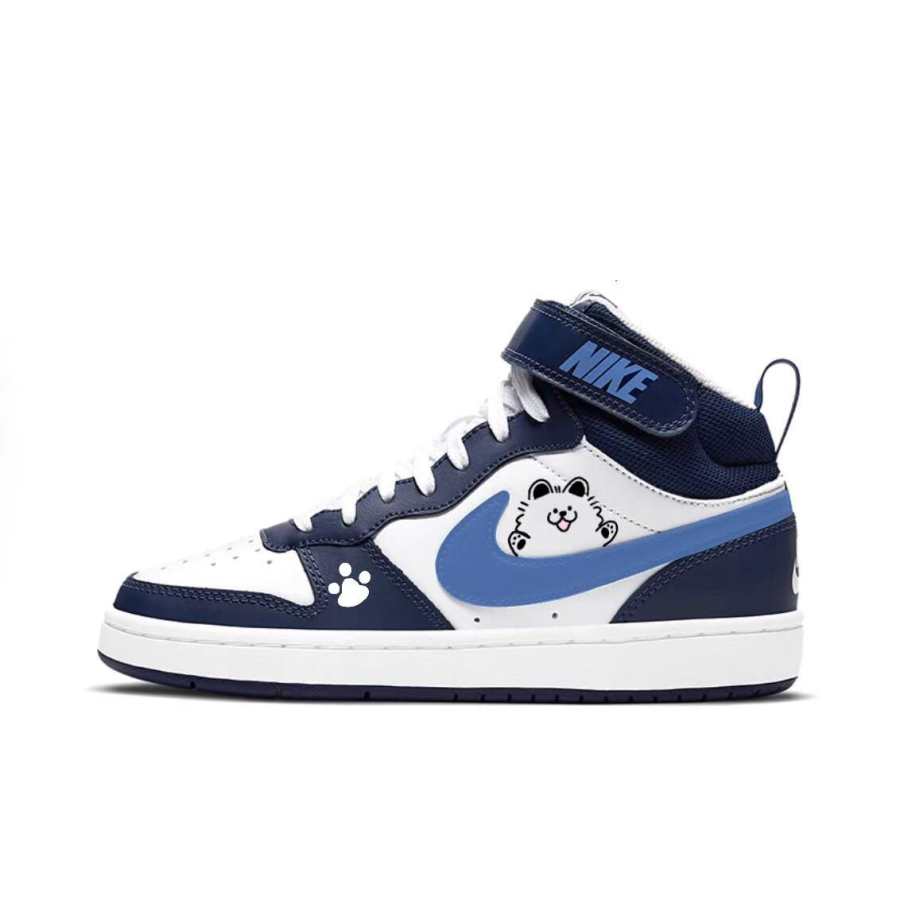 Nike Nike Court Borough Blue Collar Paw Synthetic Leather Slip Resistant Abrasion Resistant High top Skateboard Shoes