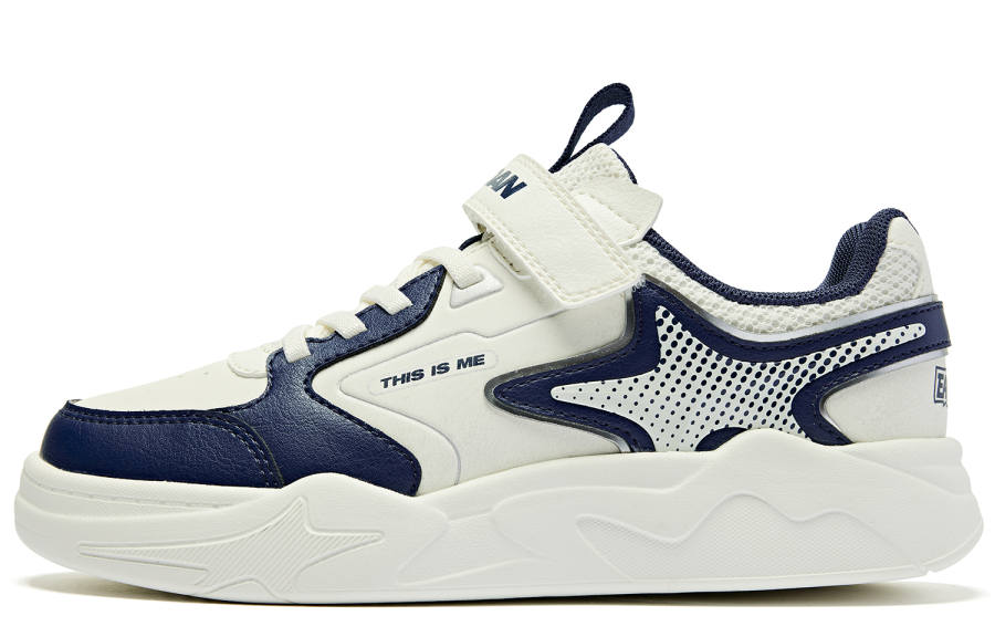 QIAODAN Low top Skateboard Shoes White Blue Teenagers