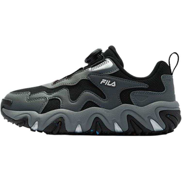FILA KIDS BOA Breathable Lightweight Cushioning Low top Kids' Training Shoes Black/Shadow Black Gray Kids'