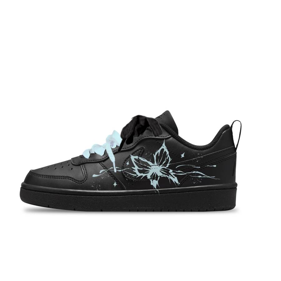 Nike Nike Court Borough Transparent Wing Blue Butterfly Slip Resistant Low top Kids' Skateboarding Shoes Blue Black Unisex