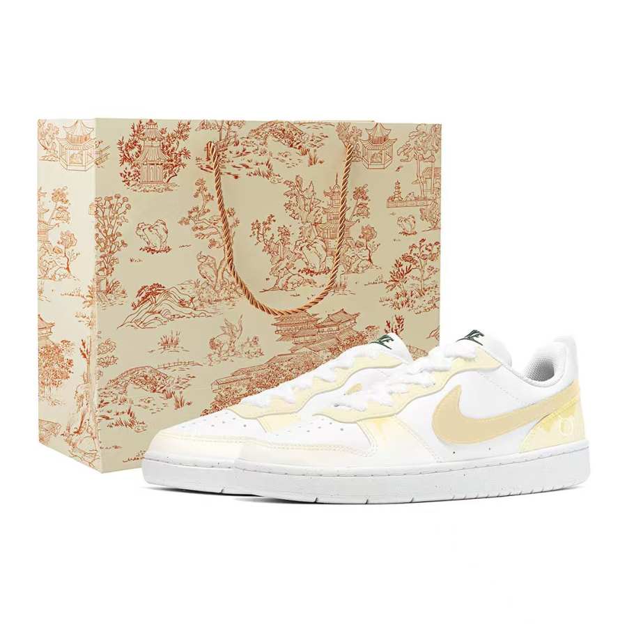 Nike Nike Court Borough Glutinous Rice Kitten Abrasion Resistant Low top Skateboard Shoes Light Yellow Kids'