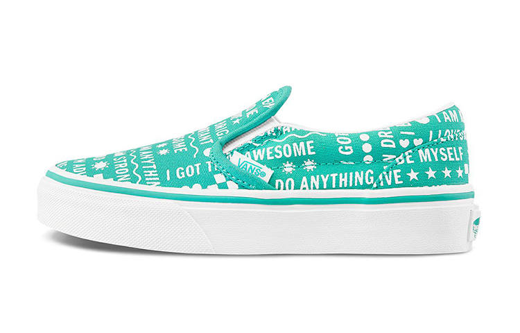 Vans Slip on Low top Kids' Skateboarding Shoes Green Children Aged 3 7 Years Old
