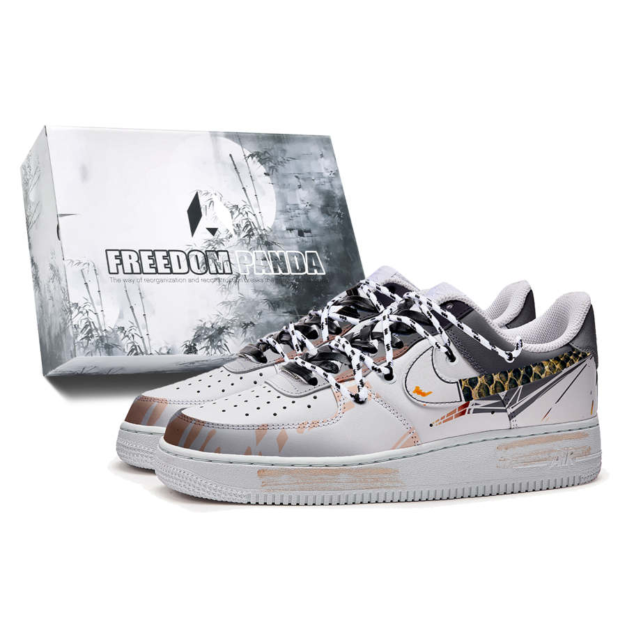 Nike Nike Air Force 1 Slip Resistant Abrasion Resistant Low top Kids' Skateboarding Shoes Black White Teenagers