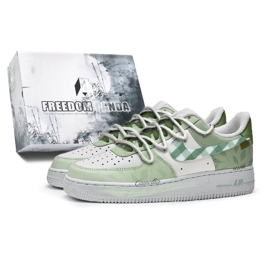 Nike Nike Air Force 1 LE Synthetic Leather Slip Resistant Slip Resistant Low top Kids' Skateboarding Shoes White Green