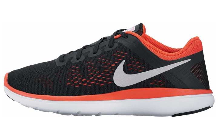 Nike Nike Flex 2016 RN Abrasion Resistant Breathable Low top Running Shoes Black Red Teenagers