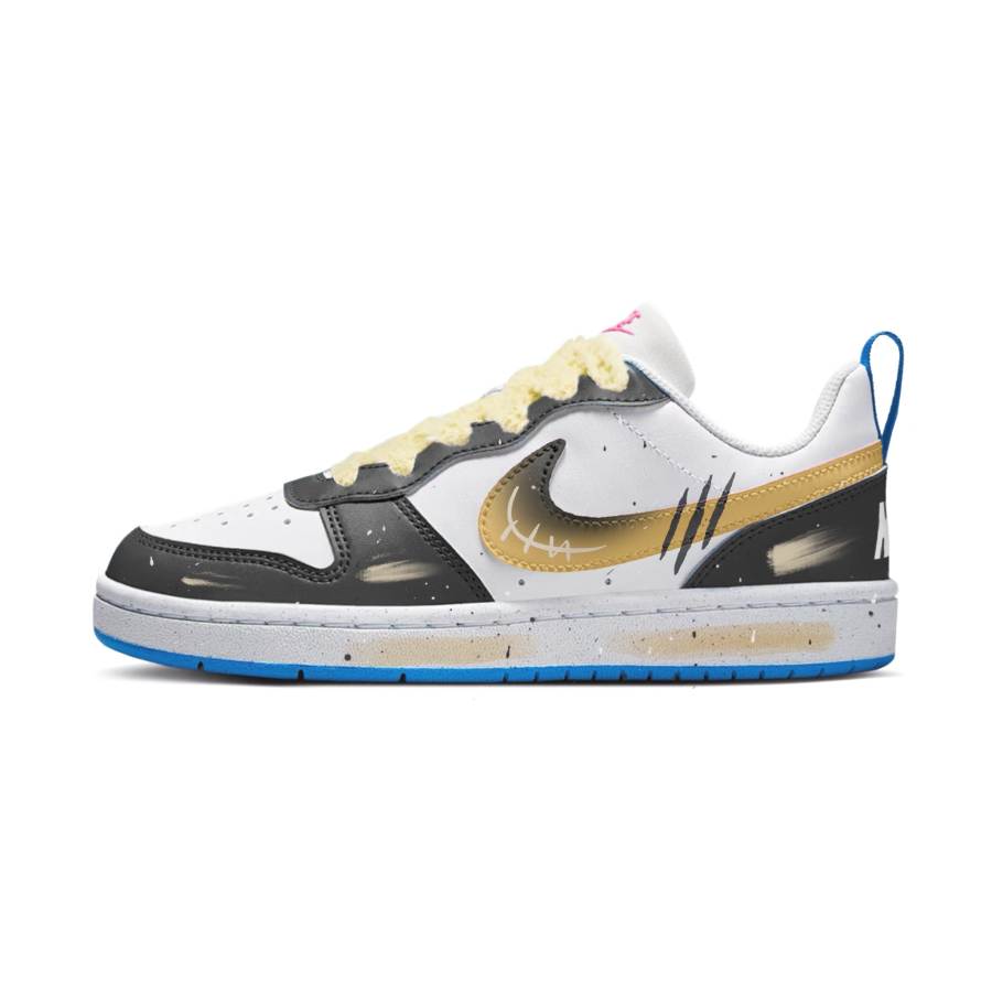 Nike Nike Court Borough Synthetic Leather Slip Resistant Abrasion Resistant Low top Kids' Skateboarding Shoes Black Yellow