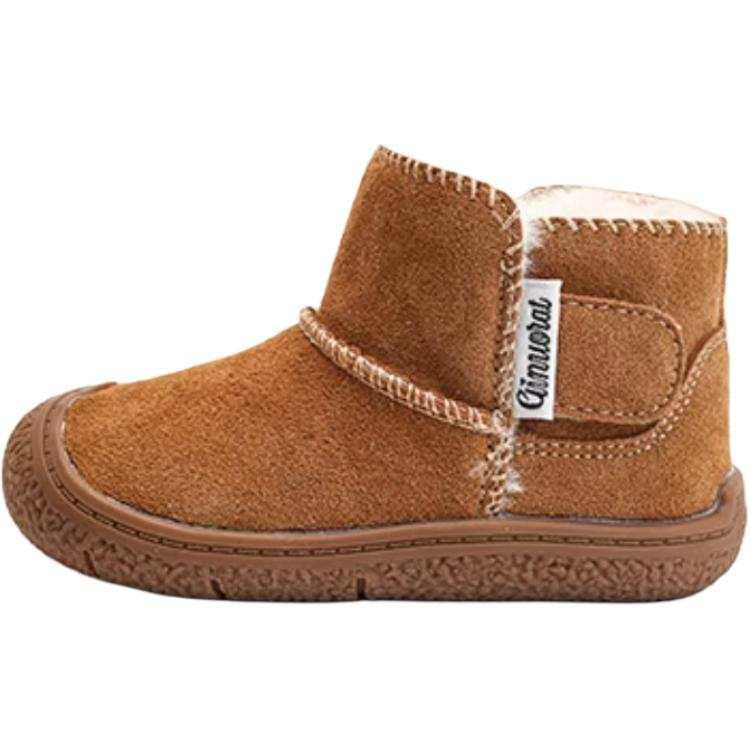 QINUOSHU Cow Suede Slip Resistant Thermal Mid top Toddler Shoes Camel Infant And Toddler