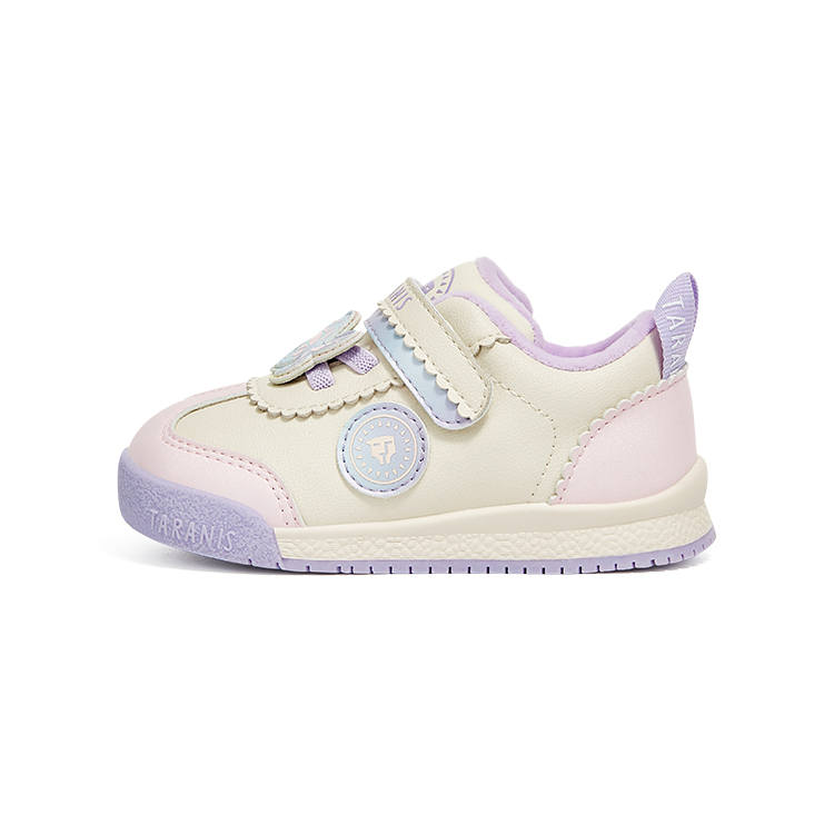 TARANIS Fleece lined Thermal Toddler Shoes White Pink Infant And Toddler