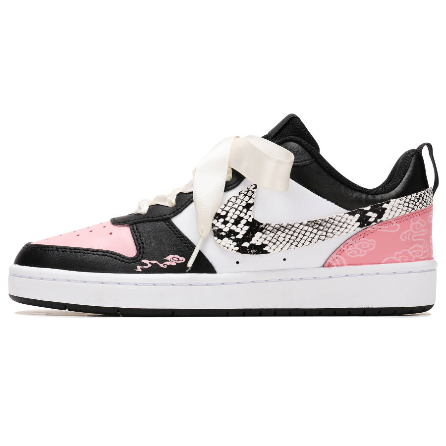 Nike Nike Court Borough Low 2 Abrasion Resistant Low top Kids' Skateboarding Shoes Black Pink Teenagers