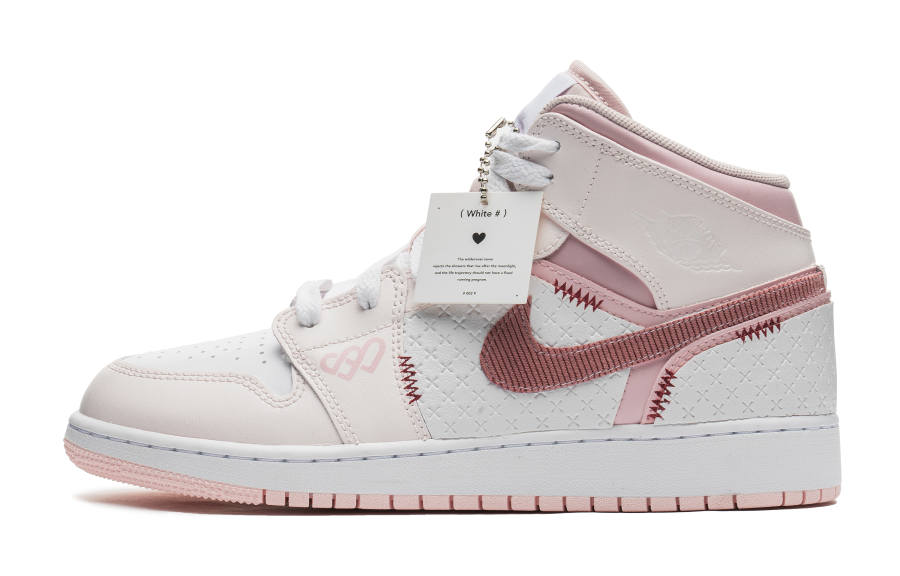 Jordan Jordan Air Jordan 1 Leather Mid top Children's Basketball Shoes Pink Teenagers