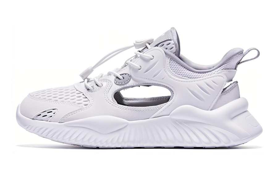 QIAODAN Frame Shoes Comfortable And Breathable Low top Casual Shoes Gray White Unisex