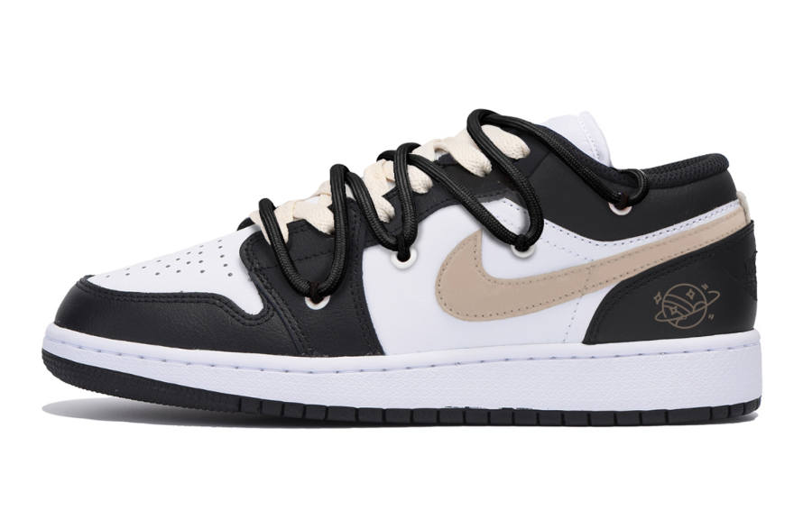 Jordan Jordan Air Jordan 1 Slip Resistant Low top Children's Basketball Shoes Black Teenagers