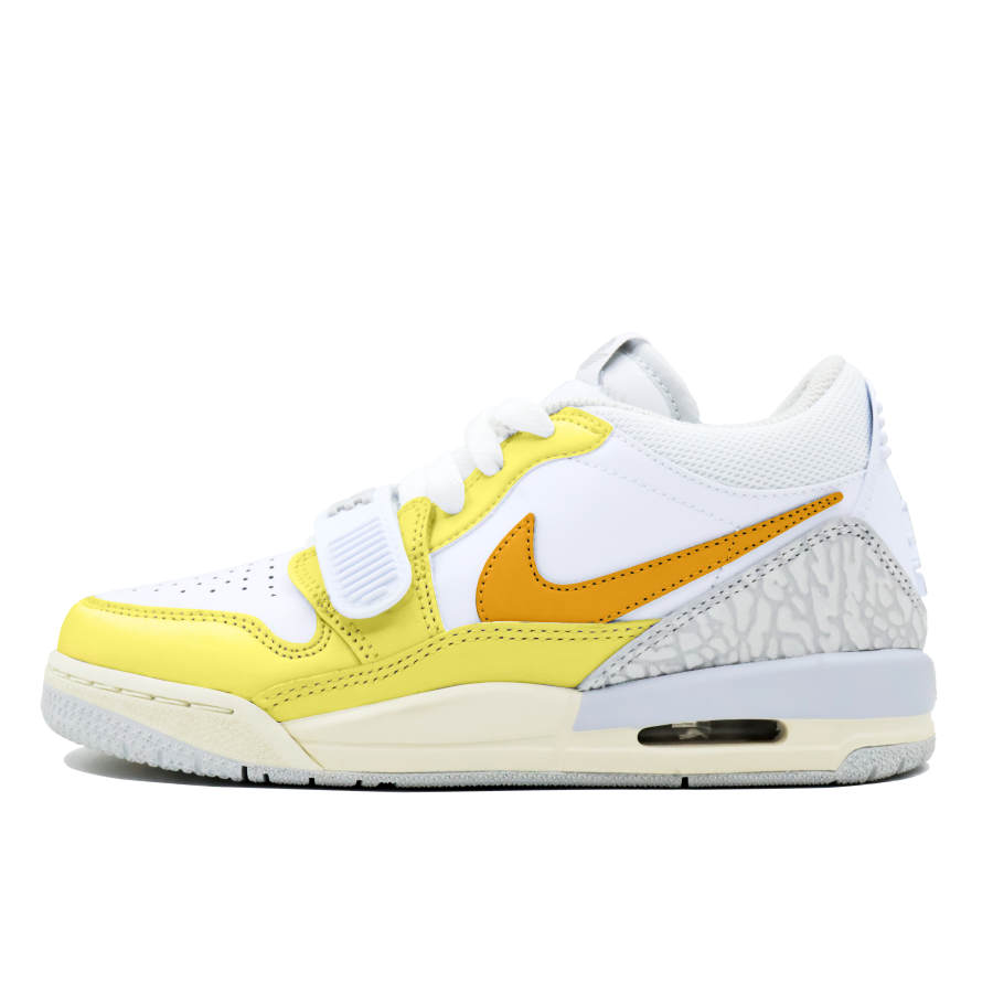 Jordan Jordan Legacy 312 Leather Comfortable Slip Resistant Cushioning Low top Children's Basketball Shoes White Yellow
