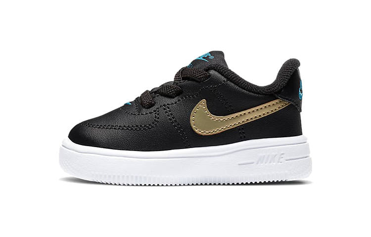 Nike Nike Air Force 1 '18 Slip Resistant Balance Lightweight Low top Toddler Shoes Black Gold Infant And Toddler