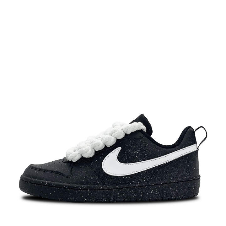 Nike Nike Court Borough Cloud Synthetic Leather Slip Resistant Low top Kids' Skateboarding Shoes Black White