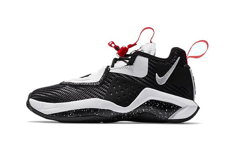 Nike Nike Lebron 14 Slip Resistant Cushioning Mid top Children's Basketball Shoes Black White Children Aged 3 7 Years Old