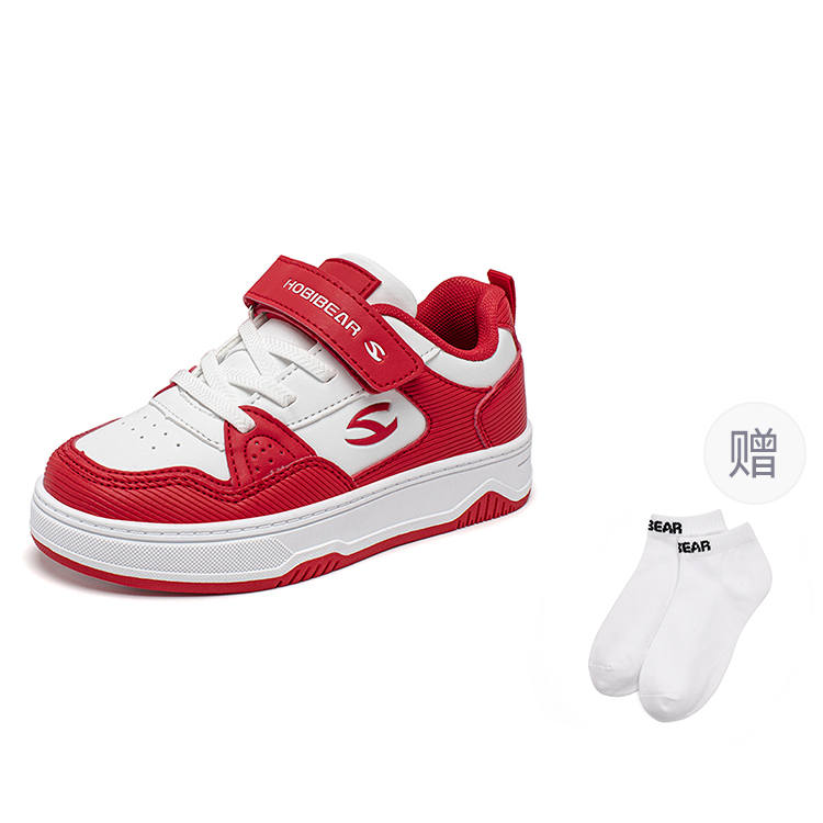 HOBIBEAR Synthetic Leather Cushioning Abrasion Resistant Breathable Low top Kids Lifestyle Shoes White Red Kids'