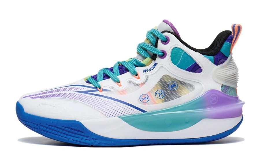 Li-Ning YOUNG Li Ning YOUNG Avant Garde Ling TEAM 3.0 Low top Children's Basketball Shoes White Blue Purple Kids'