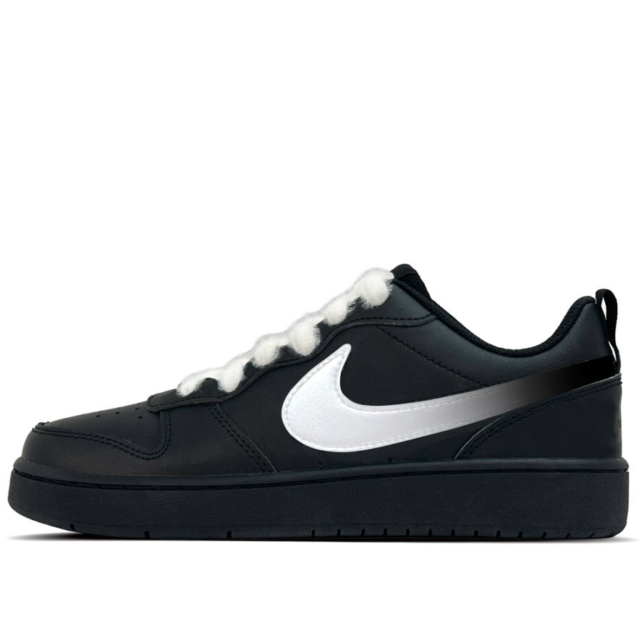 Nike Nike Court Borough Reflecting Snow Leather Slip Resistant Abrasion Resistant Low top Kids' Skateboarding Shoes Black