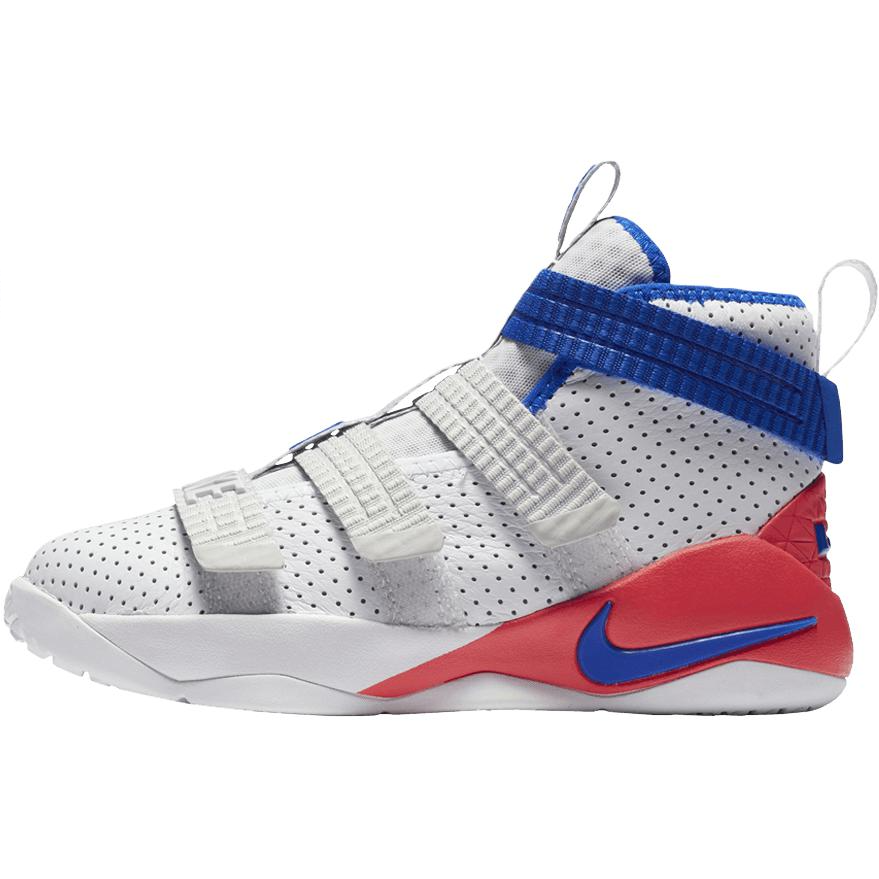 Nike Nike LeBron Soldier 11 Leather Comfortable And Lightweight High top Children's Basketball Shoes White Kids'