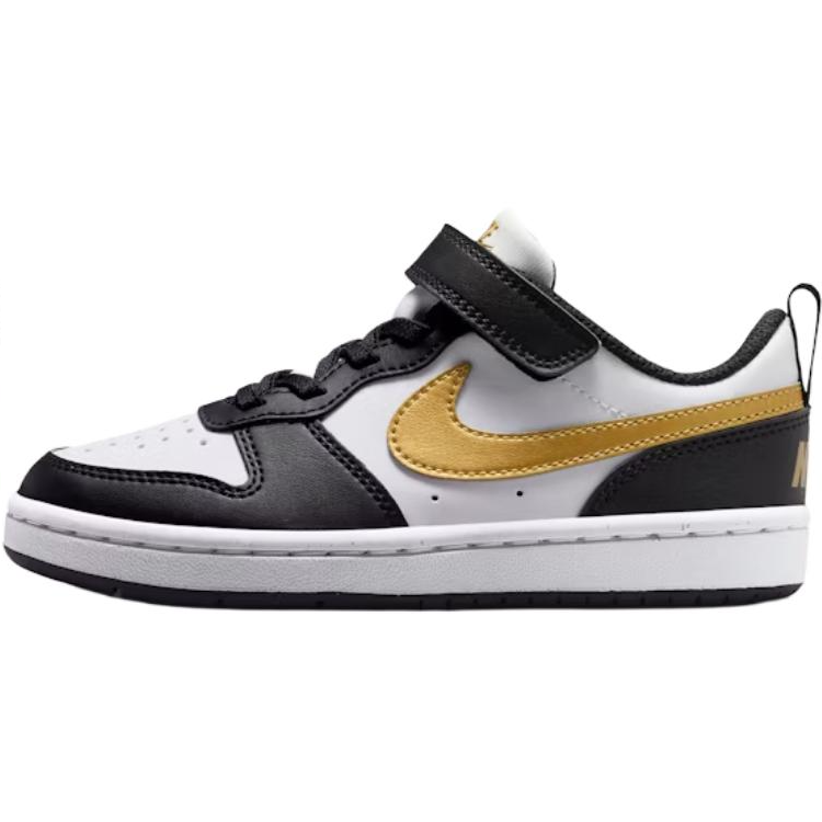 Nike Nike Court Borough Low top Kids' Skateboarding Shoes Black White Gold Children Aged 3 7 Years Old