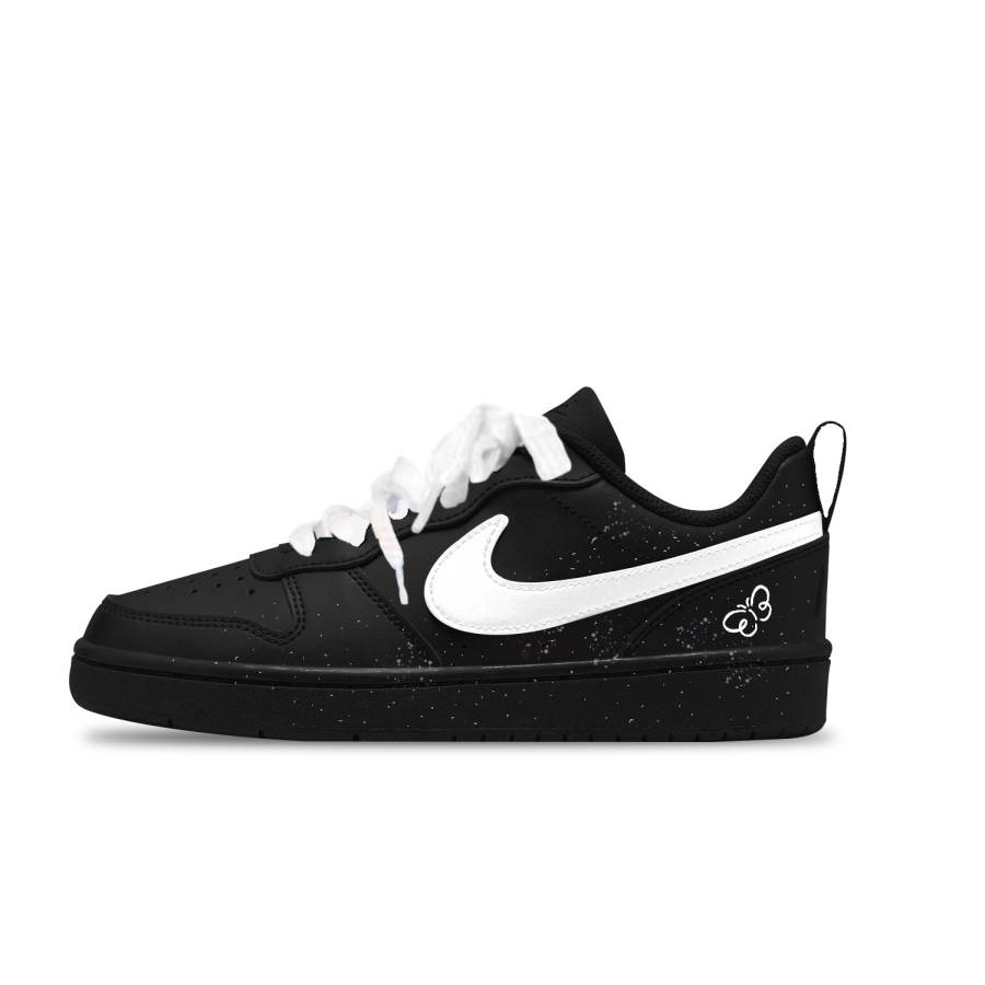 Nike Nike Court Borough Slip Resistant Abrasion Resistant Low top Kids' Skateboarding Shoes Black White Unisex