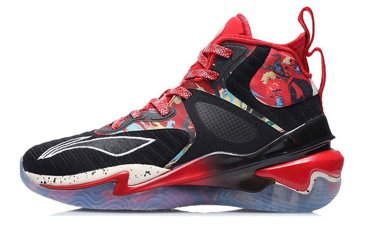Li-Ning YOUNG Li Ning Avant Garde Power High top Basketball Shoes Black Red Teenagers