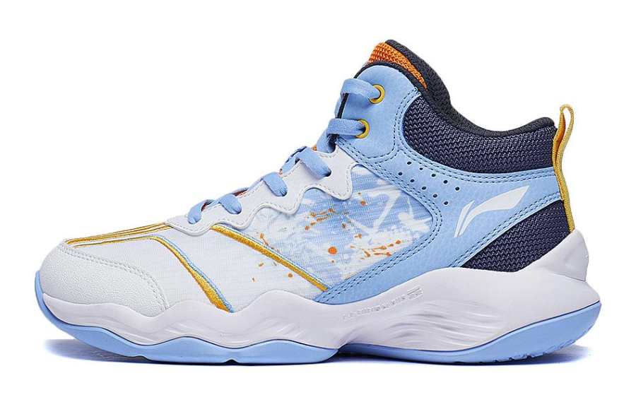 Li-Ning YOUNG Li Ning YOUNG Low top Basketball Shoes Standard White New Aurora Blue Unisex