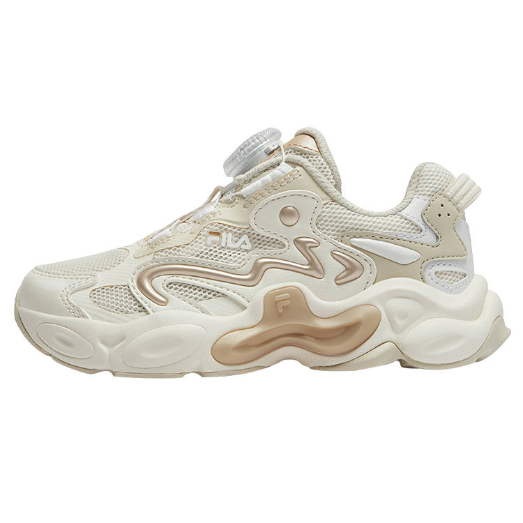 FILA KIDS Amber Shoes Breathable Low top Kids' Running Shoes Milk White/Light Gray Yellow Kids'