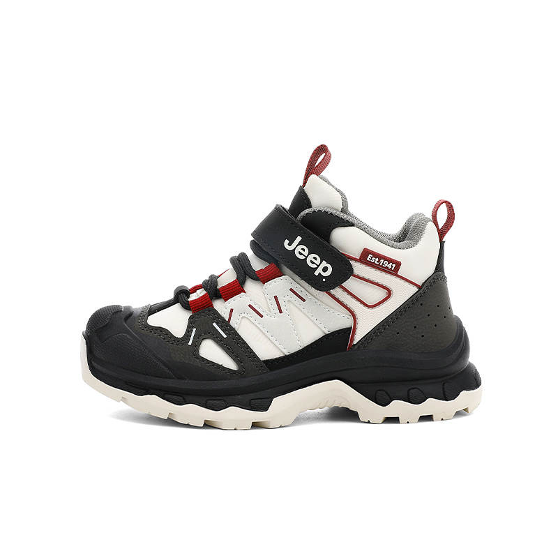 Jeep Cushioning Abrasion Resistant Cushioning, Wear Resistant Mid top Casual Shoes Beige Gray/Begonia Red Kids'