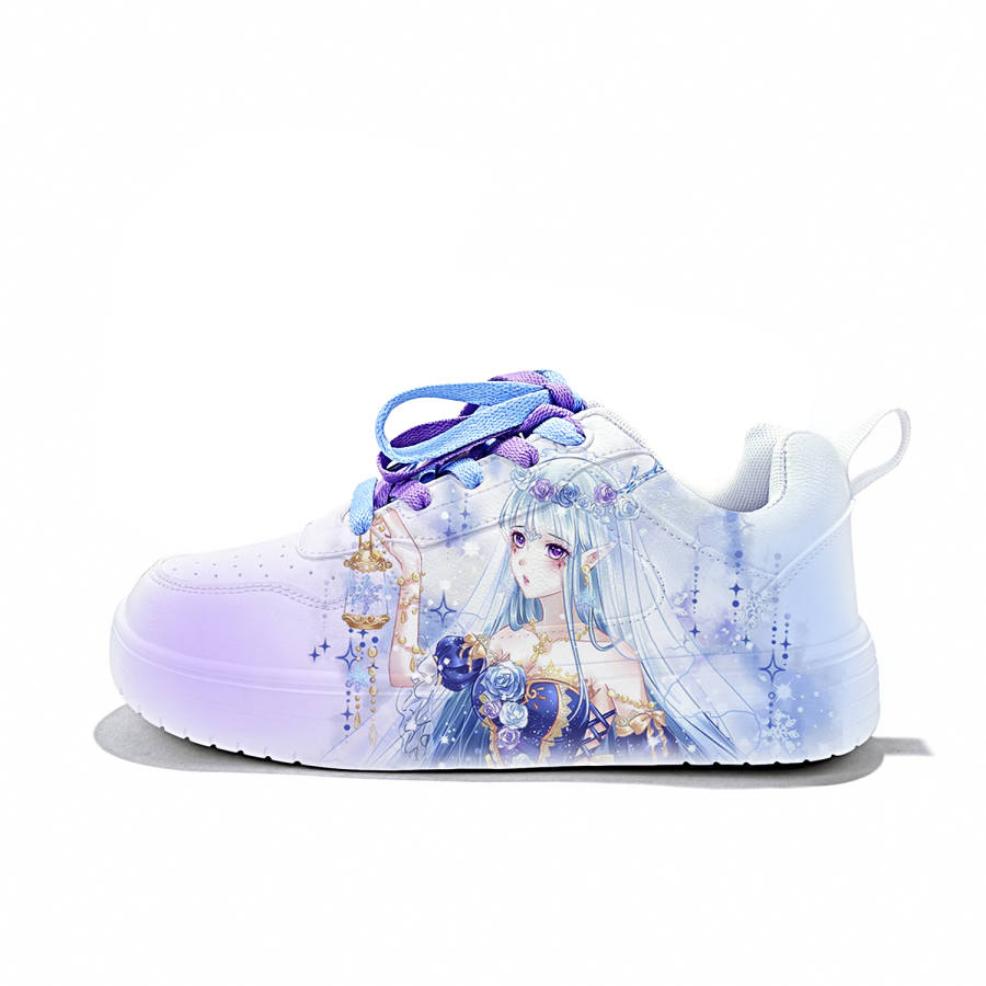 ZUOLENGCHAN Synthetic Leather Lightweight And Breathable Low top Skateboard Shoes Unisex White Blue Purple