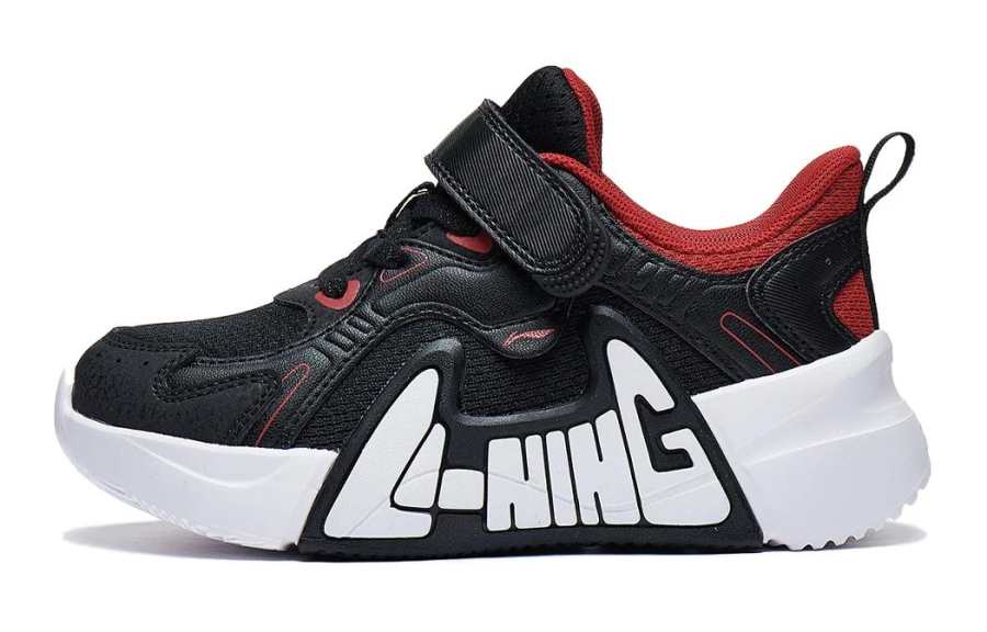 Li-Ning YOUNG Li Ning YOUNG FLY V2 Slip Resistant Cushioning Low top Kids' Running Shoes Black Red Kids'