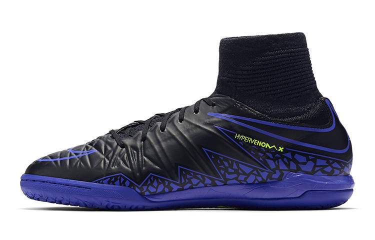 Nike Nike JR HypervenomX Proximo Slip Resistant Cushioning Abrasion Resistant High top Kids' Soccer Shoes Black Purple Kids'