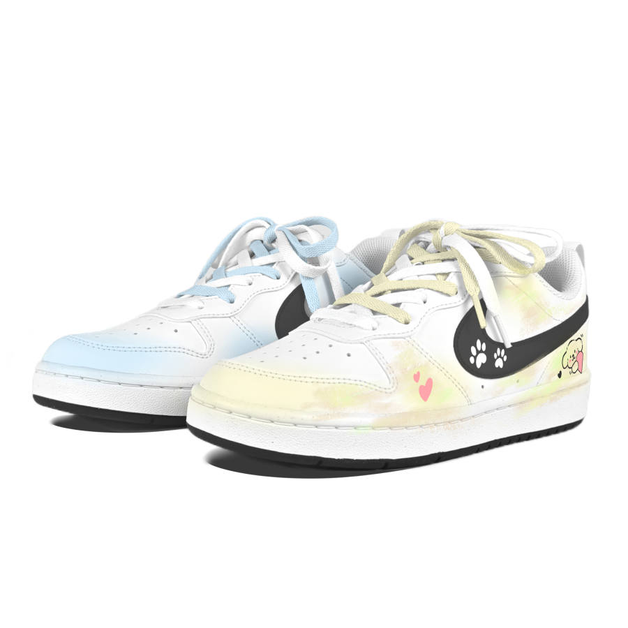 Nike Nike Court Borough Puppy Journal Low top Kids' Skateboarding Shoes White Teenagers