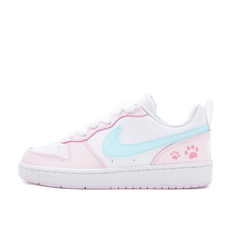 Nike Nike Court Borough Low Slip Resistant Abrasion Resistant Low top Kids' Skateboarding Shoes Pink Blue Teenagers