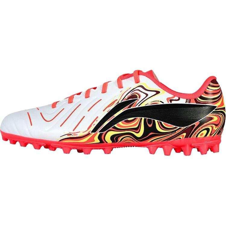 Li-Ning YOUNG Li Ning YOUNG Brocade Collection Synthetic Leather Abrasion Resistant Low top Kids' Soccer Shoes White Red Kids'