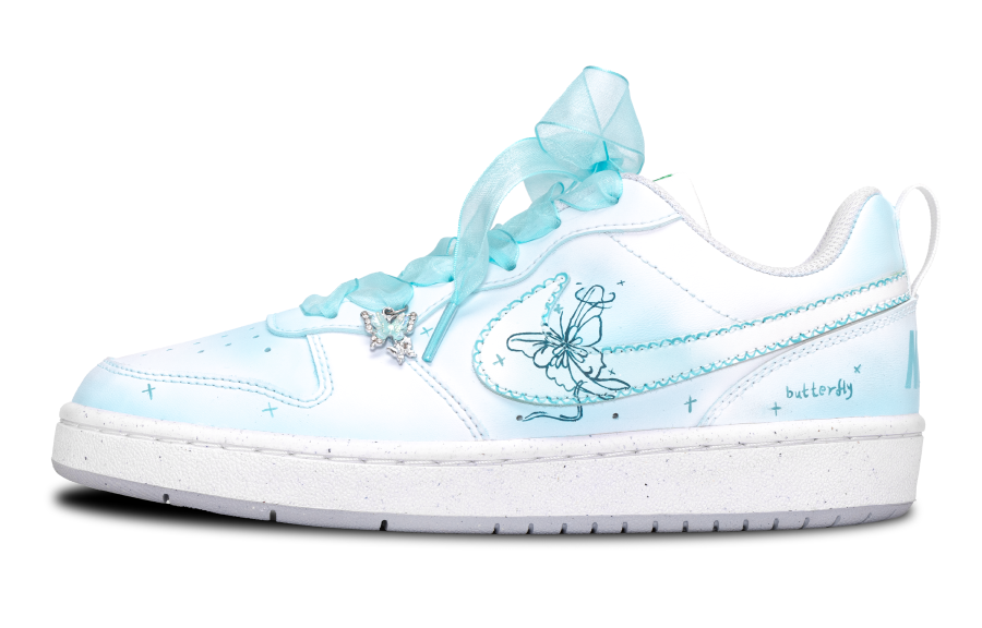 Nike Nike Court Borough Anti-Slip And Wear-Resistant Water-Resistant Low-Top Kids' Skateboarding Shoes Light Blue Teenagers