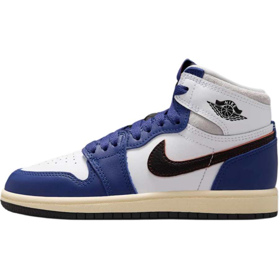 Jordan Jordan Air Jordan 1 High top Children's Basketball Shoes White Blue Children Aged 3 7 Years Old