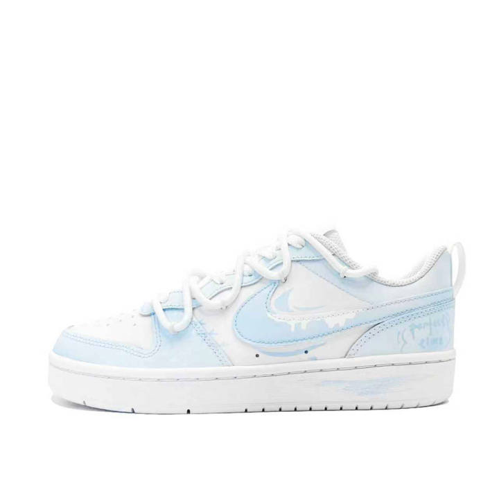 Nike Nike Court Borough Blue Cascade Low 2 Leather Slip Resistant Cushioning Abrasion Resistant Low top