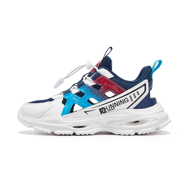 7-PE 7 PE Fabric Slip Resistant Quick Dry Lightweight Cushioning Low top Children's Sandals Dark Blue/White Teenagers